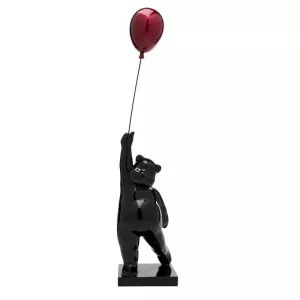 Skulptur Björn Ballong - Svart/Röd, 74cm