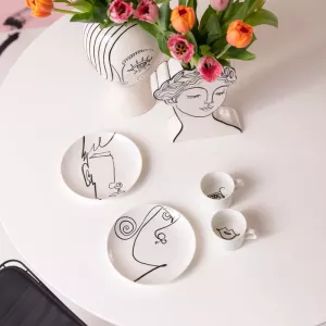 Kaffekopp Viso Donna svartvit 2 delar