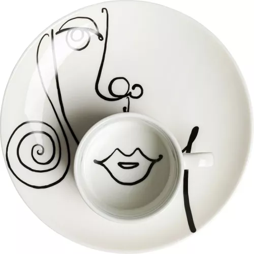 Kaffekopp Viso Donna svartvit 2 delar