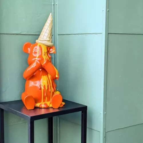 Dekorationsfigur Sitting Gelato Bear orange, 37 cm