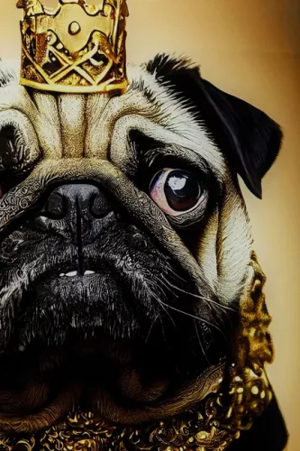 Glastavla Prins Mops - 60x40cm