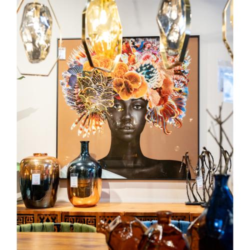 Glastavla Korall Kvinna - 120x120cm