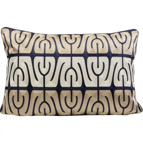 Prydnadskudde beige/svart 60×40 cm