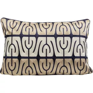 Prydnadskudde beige/svart 60×40 cm