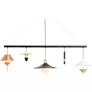 Taklampa Cappelli flerfärgad, 155 cm, Vit/Svart/Guld, mått 150 x 154.5 x 35 cm, i huvudvy