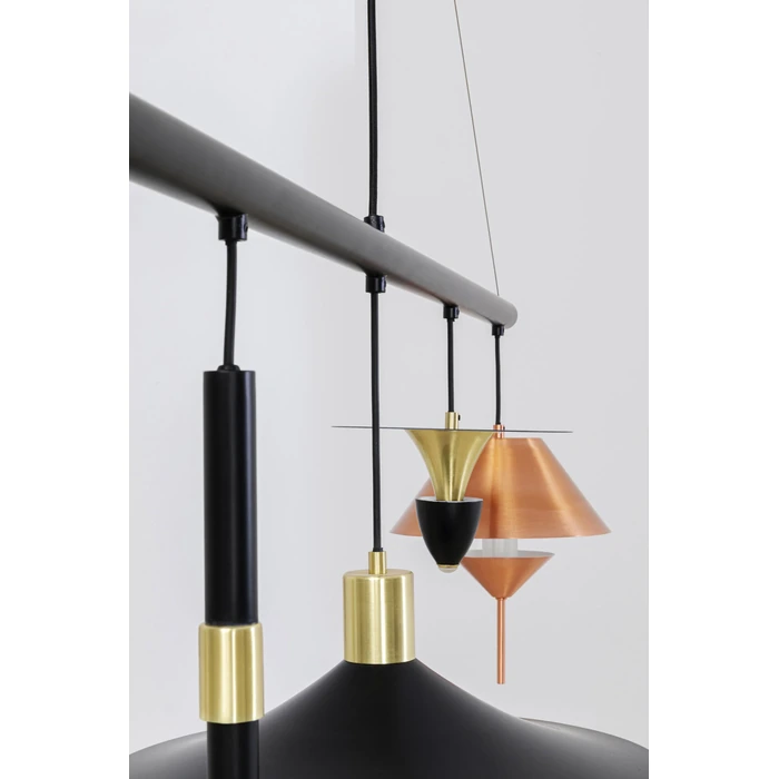 Taklampa Cappelli flerfärgad, 155 cm, Vit/Svart/Guld, mått 150 x 154.5 x 35 cm, sedd från sidan