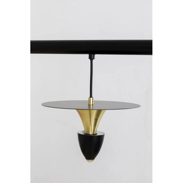 Taklampa Cappelli flerfärgad, 155 cm, Vit/Svart/Guld, mått 150 x 154.5 x 35 cm, sedd från vänster sida