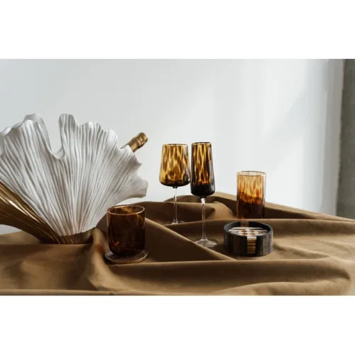 Vinglas Caramel brun och guld