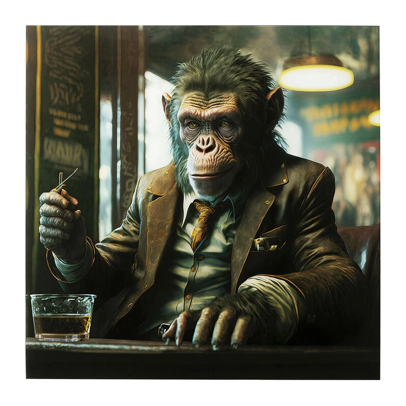 Glastavla Bar Monkey - 100x100cm