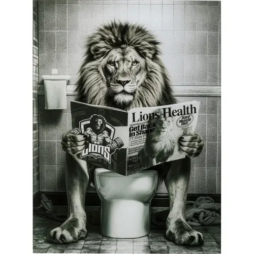 Glastavla Bath Lion svart-vit 60×80 cm