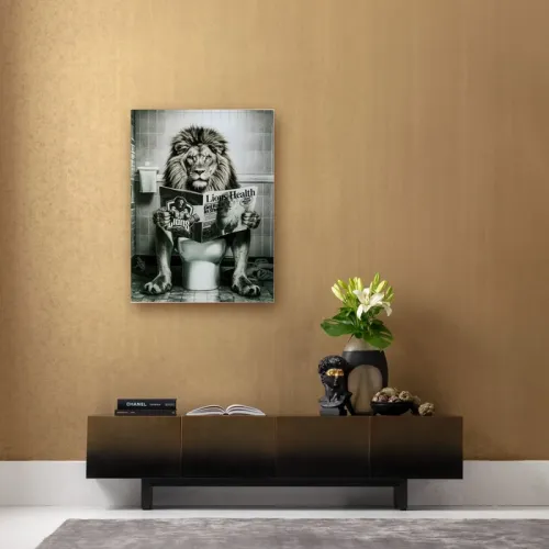 Glastavla Bath Lion svart-vit 60×80 cm