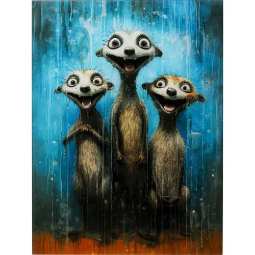 Glastavla Sjungande Surikater, 60x80cm