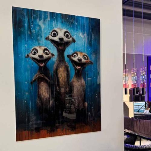 Glastavla Sjungande Surikater, 60x80cm