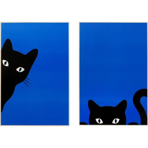 Tavelset Ciao Gatto blå/svart, 2 delar