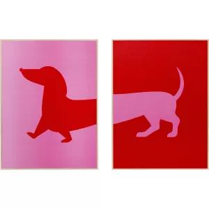 Tavla Dog Frankie 2-Pack, Rosa/Röd 40x30