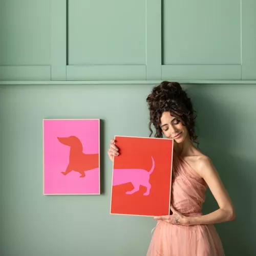 Tavla Dog Frankie 2-Pack, Rosa/Röd 40x30
