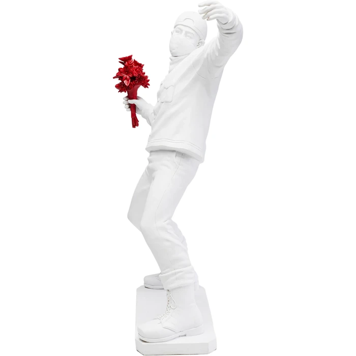 Dekorationsfigur Street Art Bouquet vit 67 cm, mått 66.5 x 41.5 x 24 cm, sedd från sidan