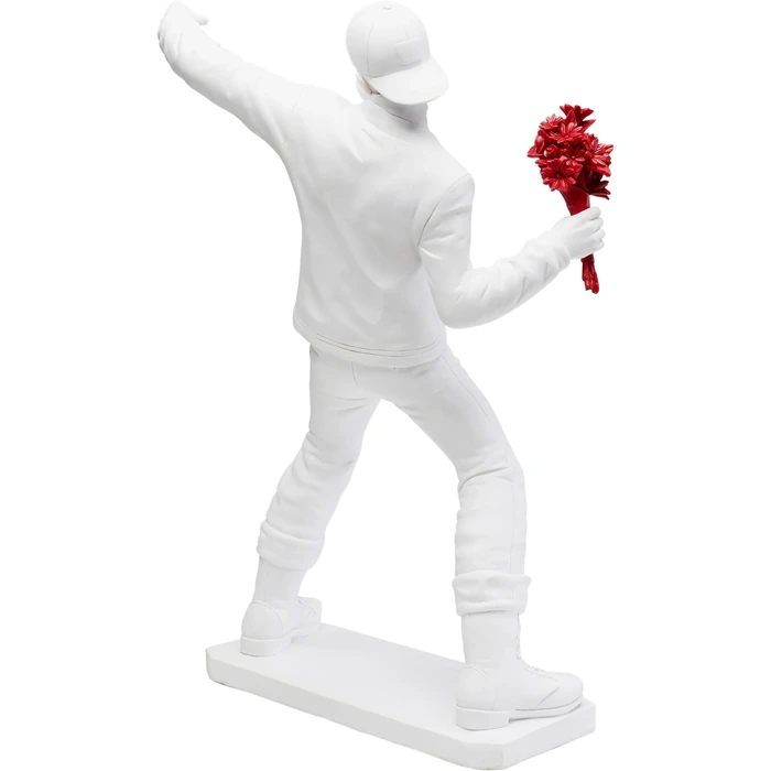 Dekorationsfigur Street Art Bouquet vit 67 cm, mått 66.5 x 41.5 x 24 cm, sedd bakifrån