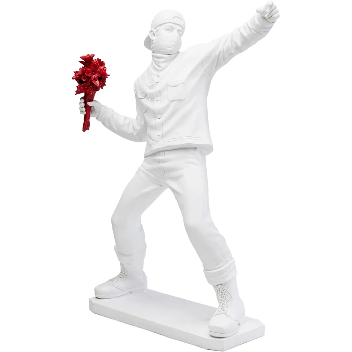 Dekorationsfigur Street Art Bouquet vit 67 cm, mått 66.5 x 41.5 x 24 cm, sedd framifrån