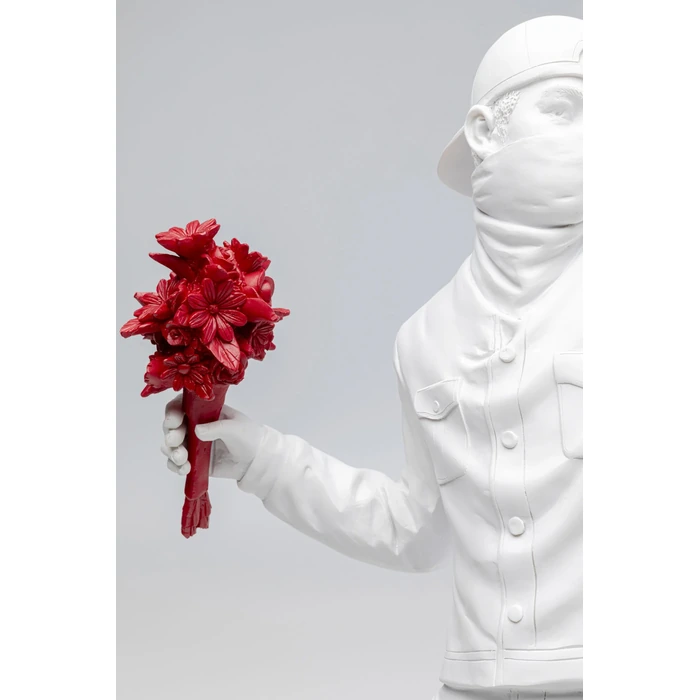 Dekorationsfigur Street Art Bouquet vit 67 cm, mått 66.5 x 41.5 x 24 cm, sedd från sidan
