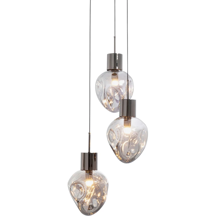 Taklampa Supernova rökgrå, 3 skärmar Ø45 cm, Grå/Silver, mått 160 x 45 x 45 cm, i huvudvy