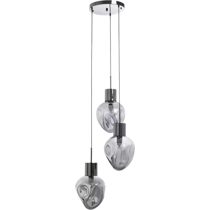 Taklampa Supernova rökgrå, 3 skärmar Ø45 cm, Grå/Silver, mått 160 x 45 x 45 cm, sedd framifrån