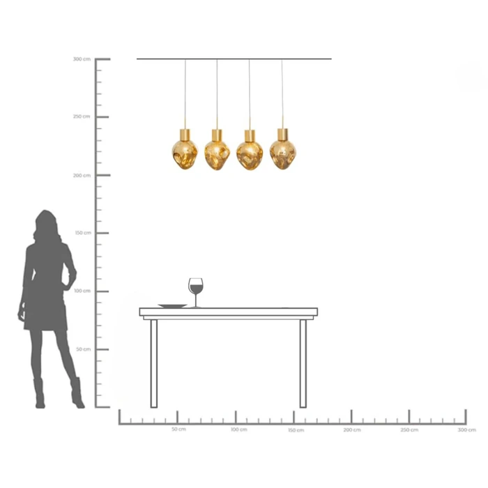 Taklampa Supernova Amber, 120 cm, Guld, mått 160 x 110 x 25 cm, visad med tydliga proportioner