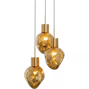 Taklampa Supernova guld, 3 skärmar Ø45 cm, mått 160 x 45 x 45 cm, i huvudvy
