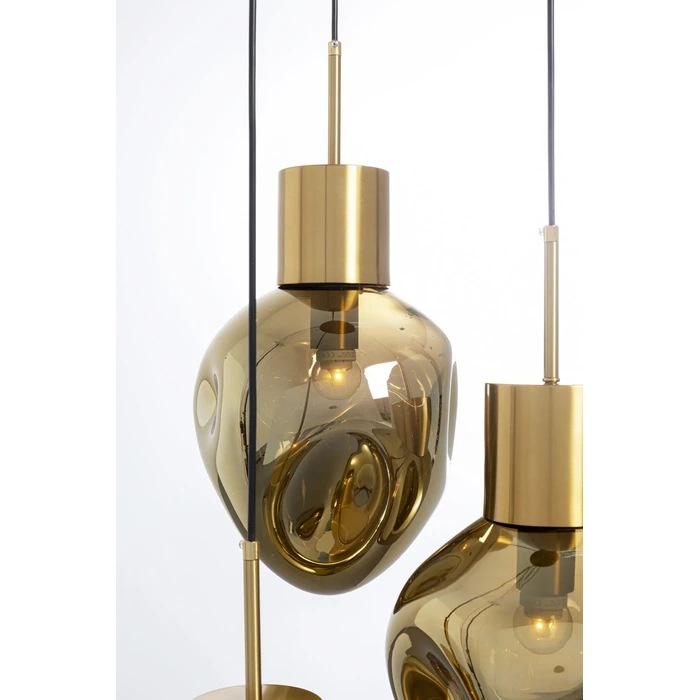 Taklampa Supernova guld, 3 skärmar Ø45 cm, mått 160 x 45 x 45 cm, ovanifrån