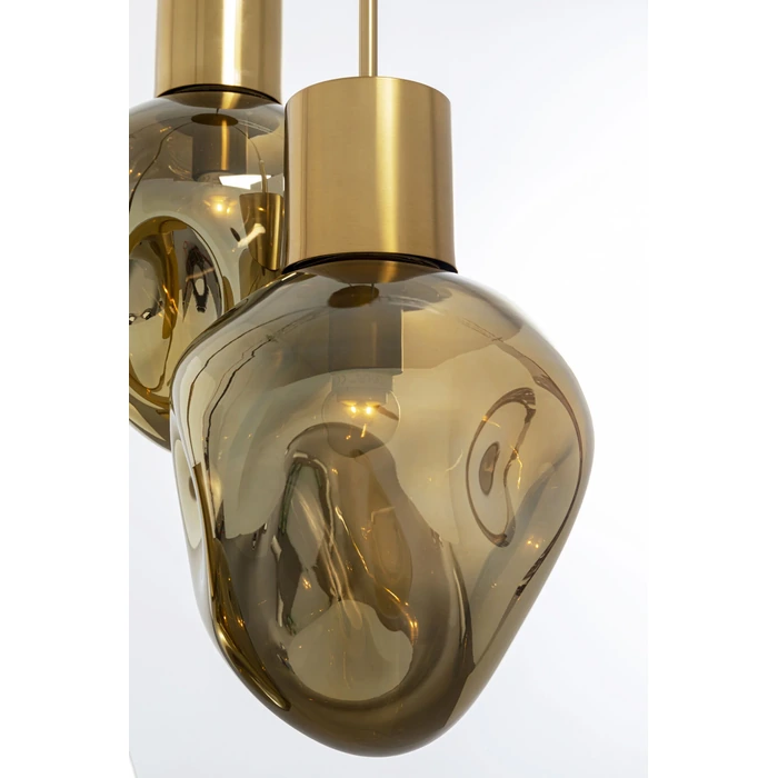 Taklampa Supernova guld, 3 skärmar Ø45 cm, mått 160 x 45 x 45 cm, höger sida