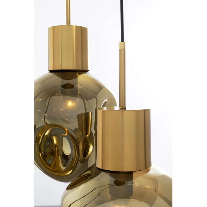 Taklampa Supernova guld, 3 skärmar Ø45 cm, mått 160 x 45 x 45 cm, ovanifrån