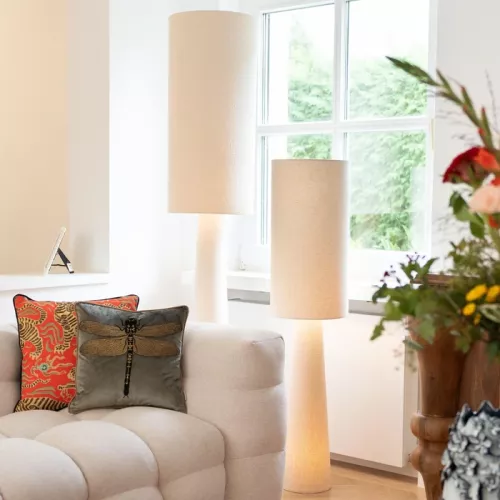 Golvlampa Marleen beige bouclé 190 cm