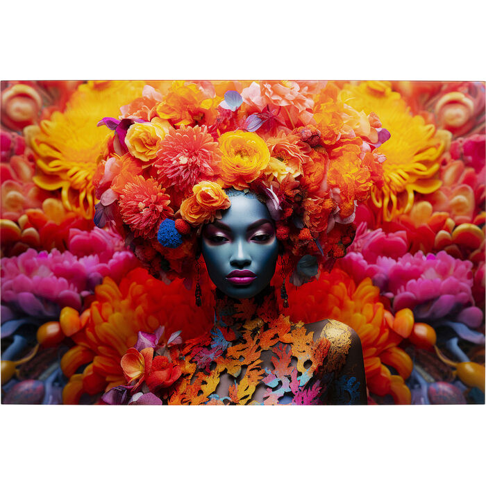 Glastavla Flammande Flora, 80x120cm