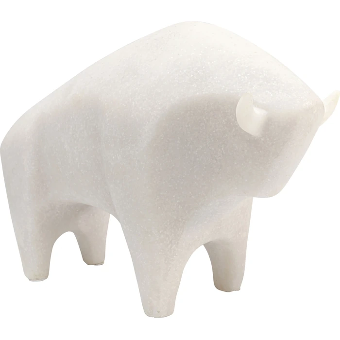 Skulptur Mjuk Tjur – Vit, 21 cm