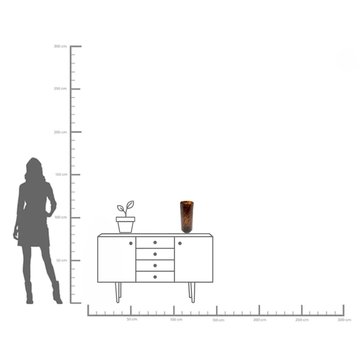 Vas Caramel i brunt glas, 37 cm, Svart/Brun, mått 36.5 x 14 x 14 cm, sedd framifrån