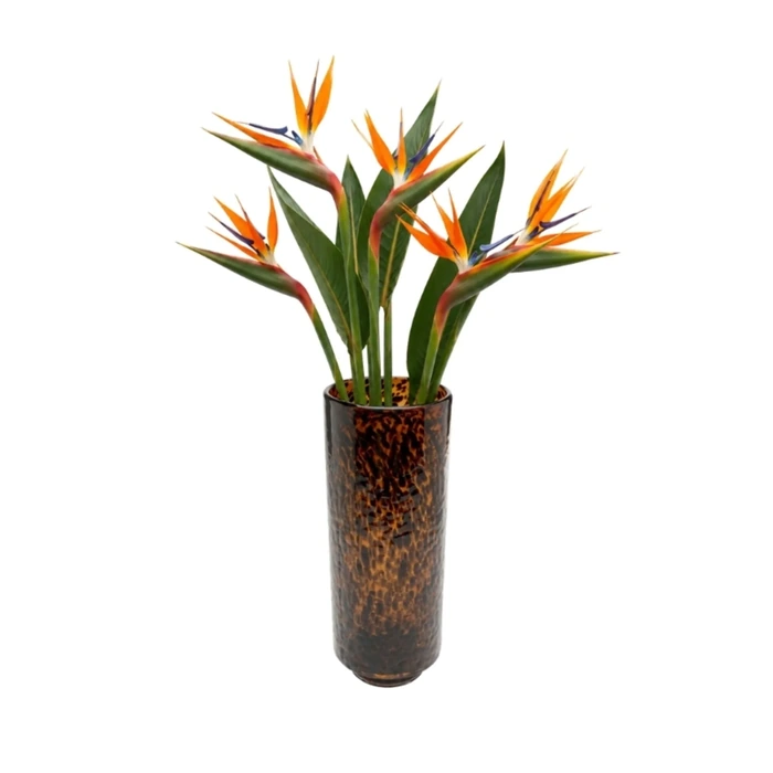 Vas Caramel i brunt glas, 37 cm, Svart/Brun, mått 36.5 x 14 x 14 cm, sedd framifrån