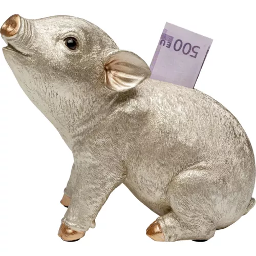Spargris BoxParty Pig rosa/guld 18 cm