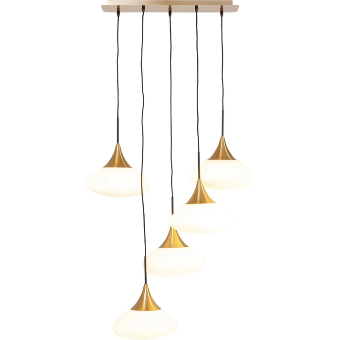 Taklampa Gocce guld/svart, 140 cm, Vit/Guld, mått 140 x 60 x 18 cm, i huvudvy