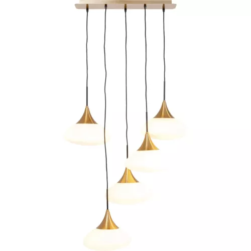 Taklampa Gocce guld/svart, 140 cm, Vit/Guld, mått 140 x 60 x 18 cm, i huvudvy