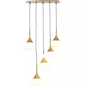 Taklampa Gocce guld/svart, 140 cm, Vit/Guld, mått 140 x 60 x 18 cm, i huvudvy