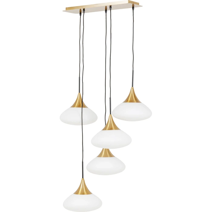 Taklampa Gocce guld/svart, 140 cm, Vit/Guld, mått 140 x 60 x 18 cm, sedd bakifrån