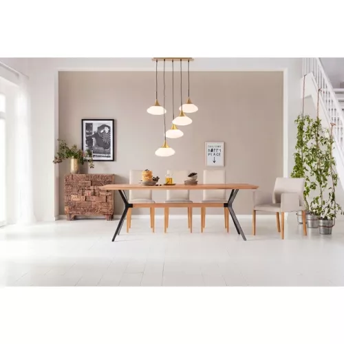 Taklampa Gocce guld/svart, 140 cm, Vit/Guld, mått 140 x 60 x 18 cm, placerad i rumsmiljö