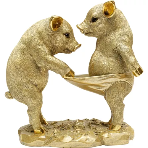 Dekorationsfigur Pig Party guld, 20 cm