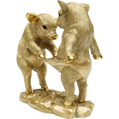 Dekorationsfigur Pig Party guld, 20 cm