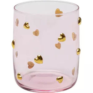 Vattenglas Party Hearts rosa guld 9 cm