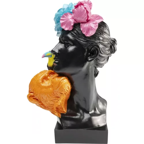 Dekorationsfigur Jungle Lady 40 cm, Svart/Flerfärgad, mått 40 x 26.5 x 18 cm, i huvudvy
