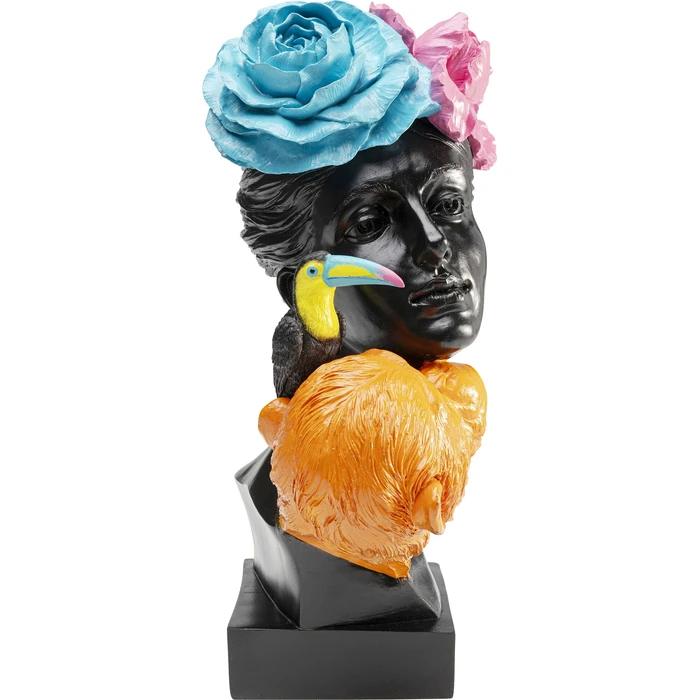 Dekorationsfigur Jungle Lady 40 cm, Svart/Flerfärgad, mått 40 x 26.5 x 18 cm, sedd från sidan