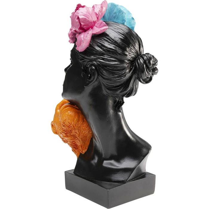 Dekorationsfigur Jungle Lady 40 cm, Svart/Flerfärgad, mått 40 x 26.5 x 18 cm, sedd framifrån