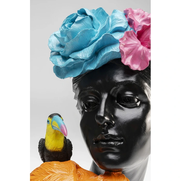 Dekorationsfigur Jungle Lady 40 cm, Svart/Flerfärgad, mått 40 x 26.5 x 18 cm, sedd ovanifrån