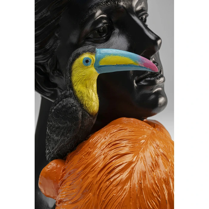 Dekorationsfigur Jungle Lady 40 cm, Svart/Flerfärgad, mått 40 x 26.5 x 18 cm, sedd framifrån